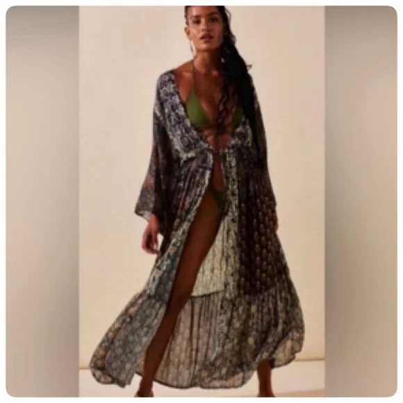 Free PEOPLE BOMBAY KIMONO ONE SIZE - Picture 2 of 16